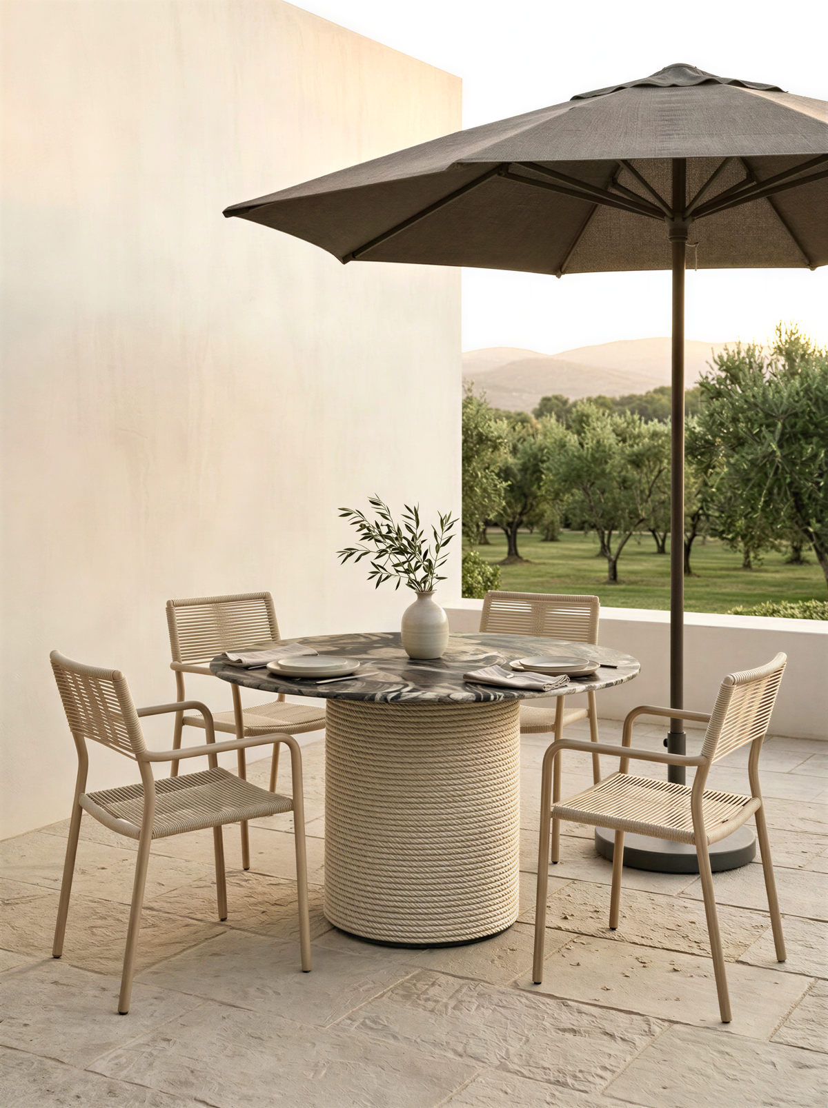 Zebra Marble Outdoor Dining Table